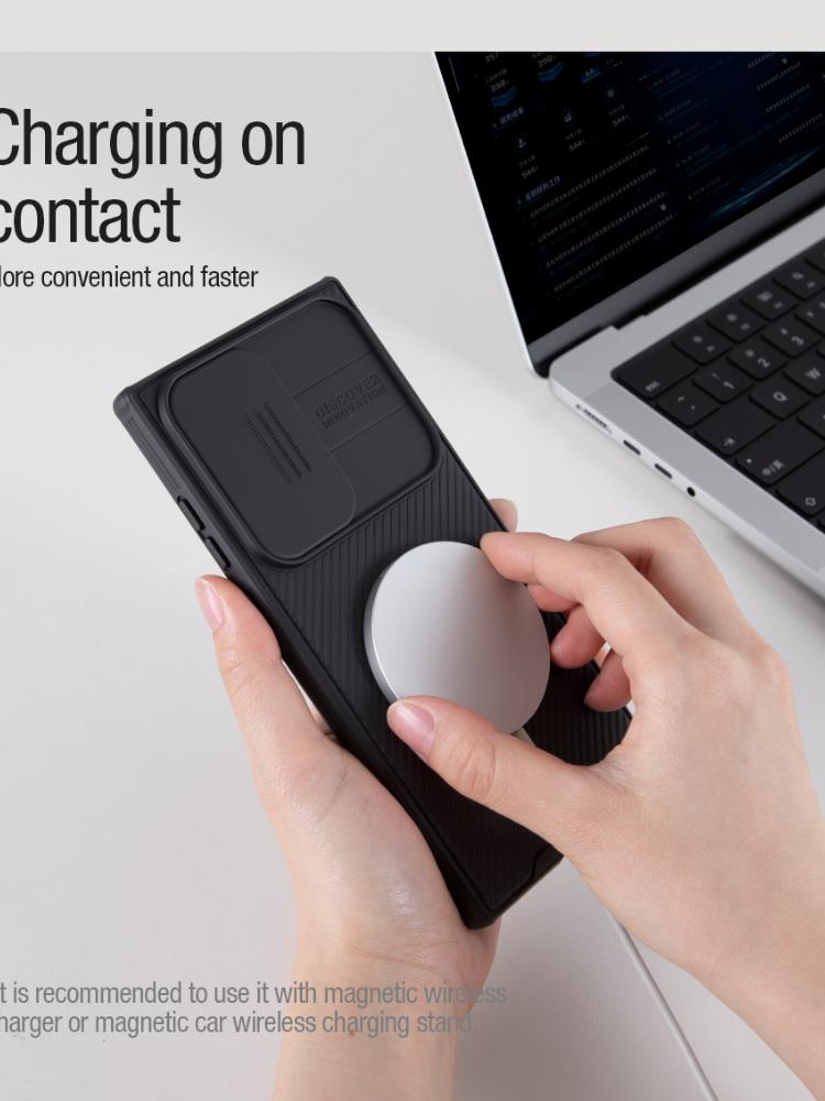 Magnetyczne etui Nillkin dla Samsunga Galaxy S24 Ultra / S24+ / S23 Ultra / S22 Ultra Wstrząsoodporne z przesuwaną osłoną aparatu
