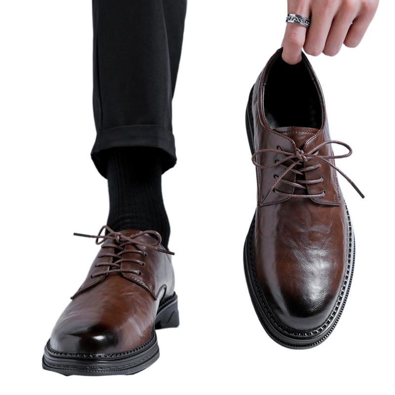 Brock leather shoes autumn British style business dress soft sole casual derby wedding tide shoes