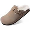 Fashion Smile Winter Casual Mules For Women and Men New Clogs Slippers With Adjustable Buckle Cow Suede Cork Insole Cozy Women's Sandals