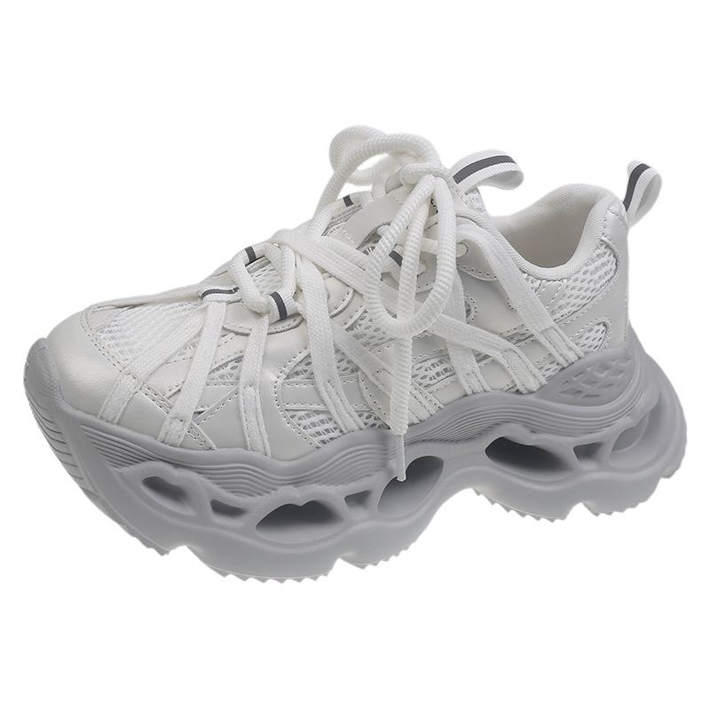 European Mesh Breathable Red Lip Dad Shoes Women's 2025 Summer New Small Thick-soled Heightening Casual Sports Shoes