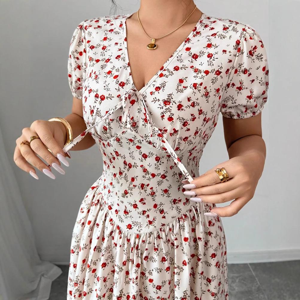 Summer new floral print long dress dress women