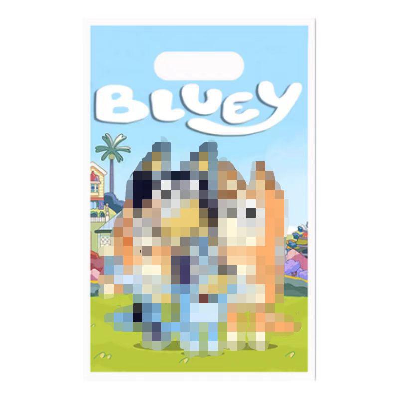 Bluey Birthday Party Tableware Set: Disposable Plates, Cups, Flags, Cake Toppers