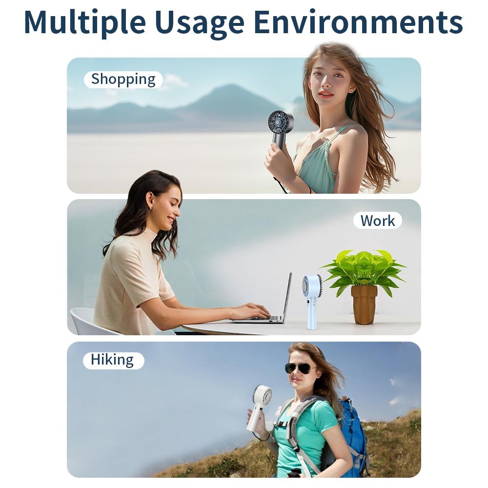 5200 mAh High Speed Refrigeration Handheld Fan 100 Speed Outdoor Mini Fan USB Charging Portable Fan