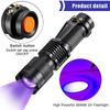 UV LED Flashlight 395nm 365nm 3 Modes Zoomable Blacklight Pet Urine Scorpion Detection Portable Light