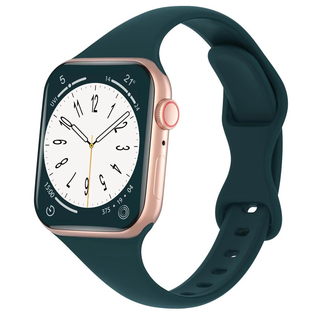 Slim Silicone Strap For Apple Watch Band 45mm 44mm 40mm 41 42-38mm sport bracelet iwatch series 8 7 se 3 4 5 6 9 10 ultra 2 49mm