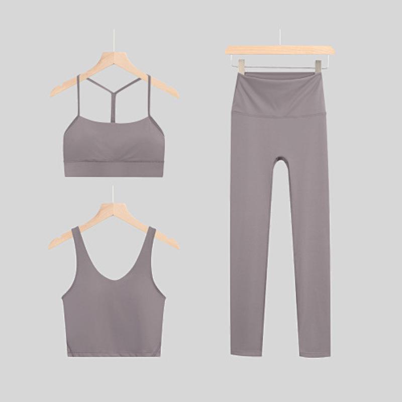 LULU Original Three-Piece Yoga Set: Beautiful Back Y/U-Shaped Vest & Quick-Dry, Breathable Nine-Point Pants for Women