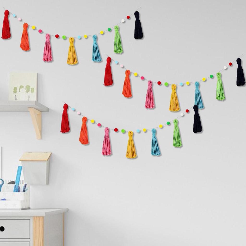 Boho Tassel Garland 3 Pieces Boho Classroom Garland Decor Party Supplies for Christmas Photography School Bulletin Nursery