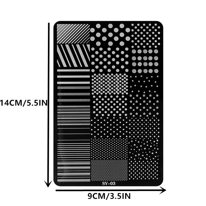 Easy Transfer Nail Art Stamping Plate Stainless Steel Dotting Strip Lines Print Template for Manicure Use