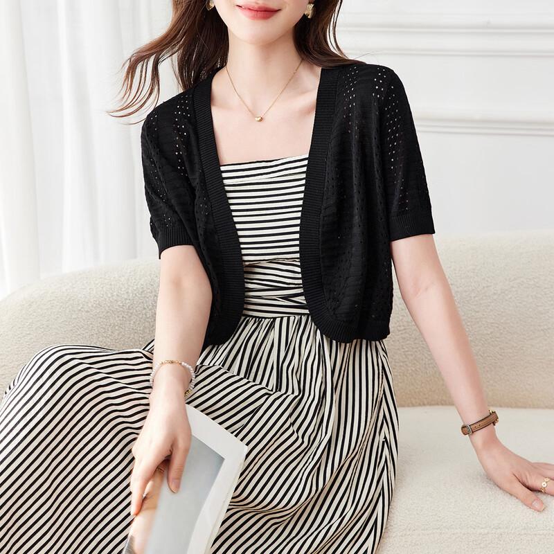 

Srcr Women s Silk Blend Cropped Open-Knit Cardigan