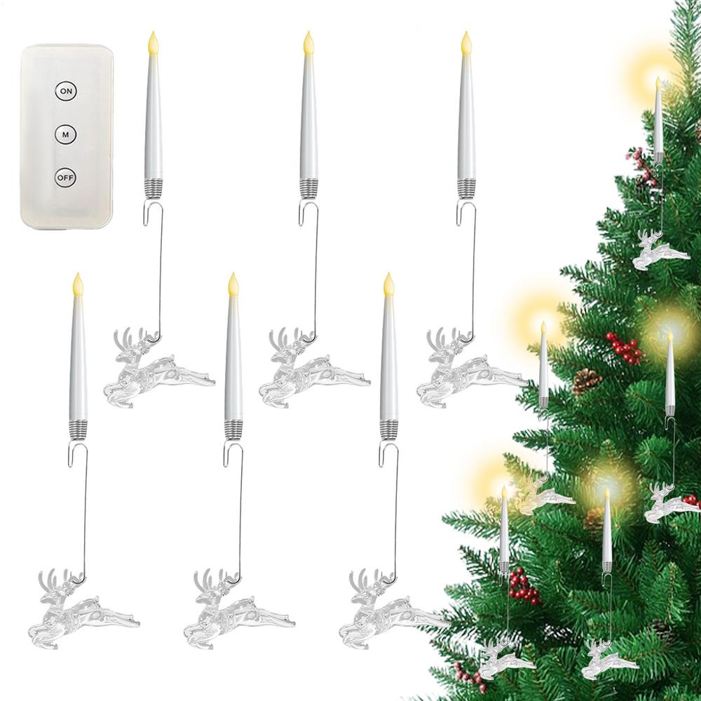 Candles For Christmas Tree Christmas Decor Icicle Birds Elk LED Candle Ornaments With Remote Timer For Tree Home Fireplace