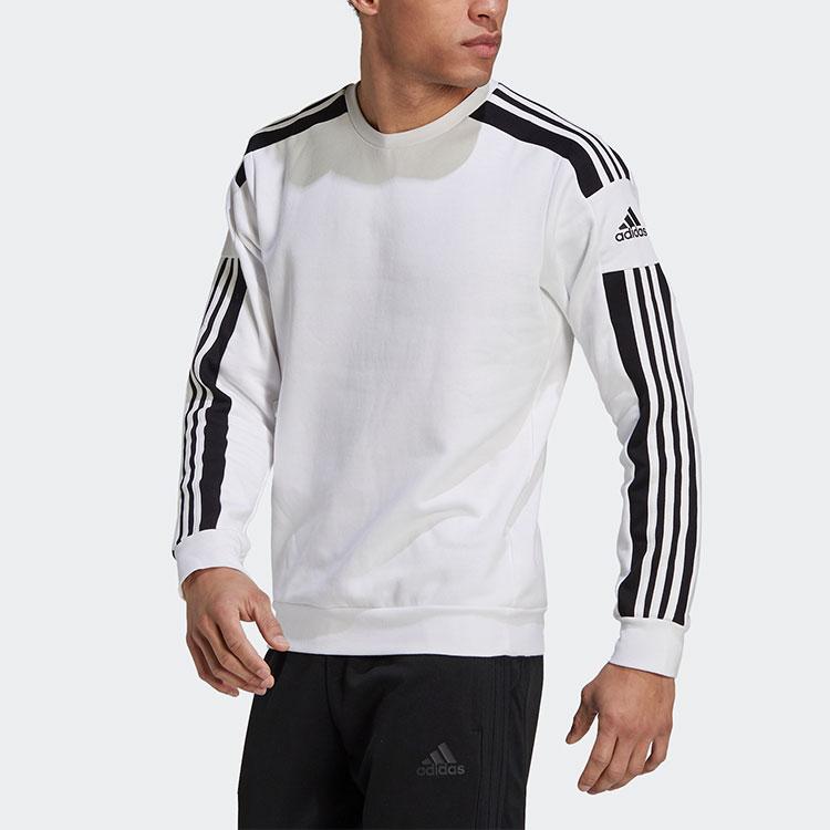 Adidas Striped Logo Print Long Sleeve Pullover Sweatshirt Men Tops White GT6641