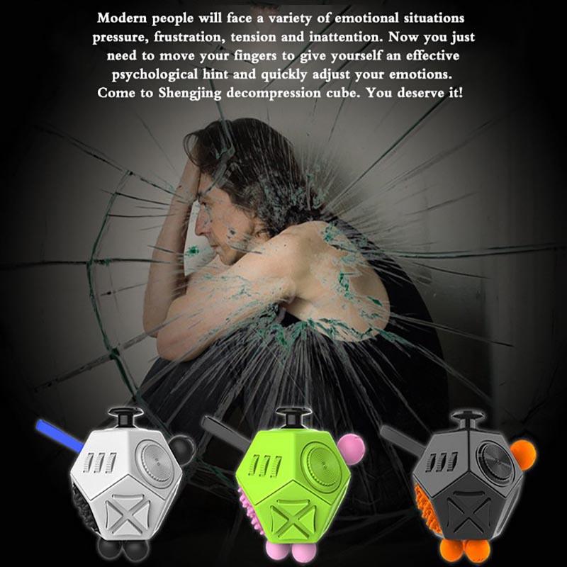 Würfel, Stressabbau-Spielzeug, Würfel, Anti-Reizbarkeit, Linderung von Ängsten, 12-seitiges Zappelspielzeug, Kristall-Dekompressions-Fingerspitzen-Schreibtischspielzeug