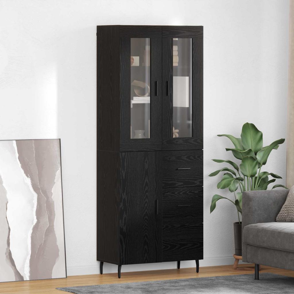 Highboard 2 Pcs Black Oak Effect Particleboard