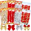 12Pcs Christmas Bow Tie Ornaments Christmas Tree Pendants Gift Bag Decoration New Year Christmas Wedding Handmade Festival Tie