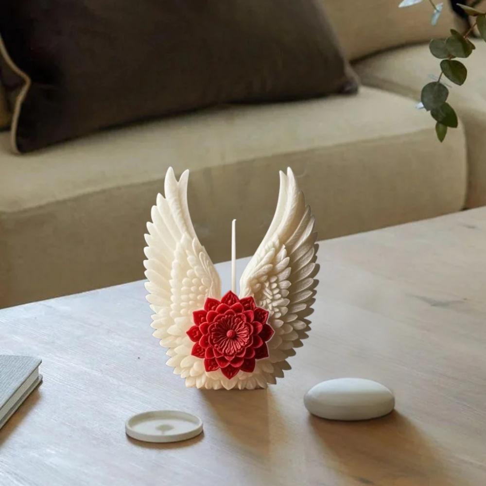 3D Wings Flower Fragrance Candle Silicone Mold Handmade Angel Wings Soap Candle Mold Gypsum Resin Production Tool Party Gift