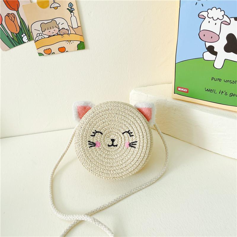 Adorable Mini Sac Tissé Chat Pour Filles Accessoire Élégant Pour Tout-Petits Couleurs Vives