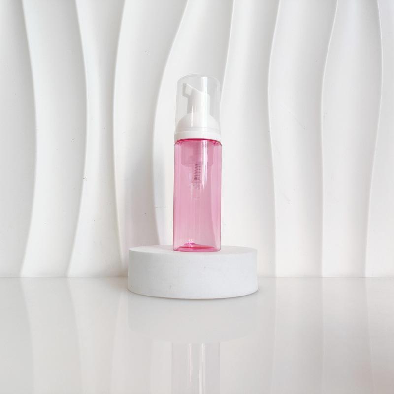 60ml Red Translucent Mousse Dispenser: Cosmetic Brush Foam Bottle for Face Wash and Travel Use