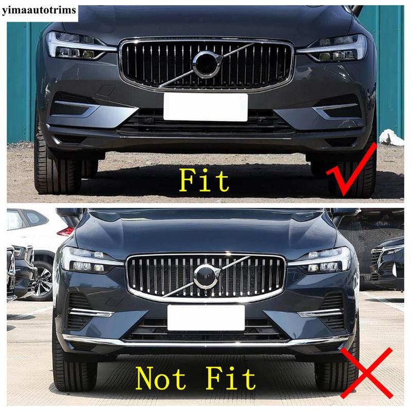 Car Front Bumper Lip Lower Grille Strip Decoration Cover Trim Stainless Steel Exterior Accessories For Volvo XC60 2018 -