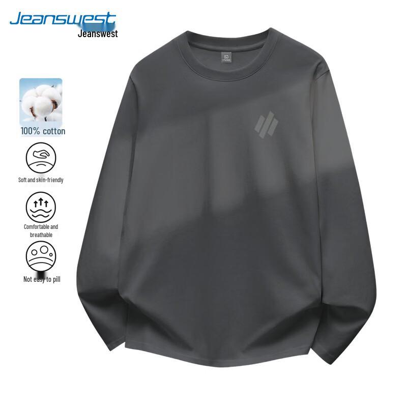Jeanswest Men's 100% Cotton Loose Fit Long Sleeve T-Shirt