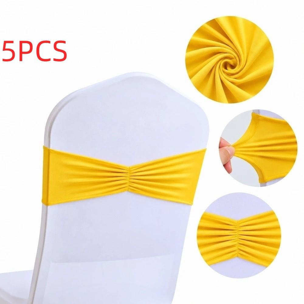 5pcs No Tie Chair Sashes Spandex Material Spandex Chair Sashes Chair Cover Decor Bands For Wedding