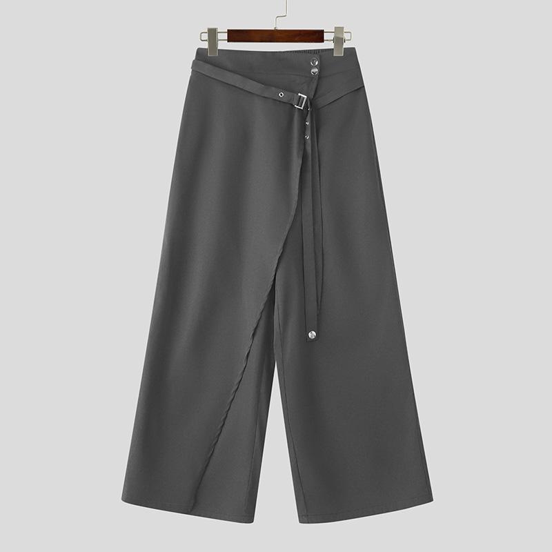 

INCERUN Мужские брюки с молнией на талии, с неровными слоями, повседневные, свободные, длинные 5XL серый