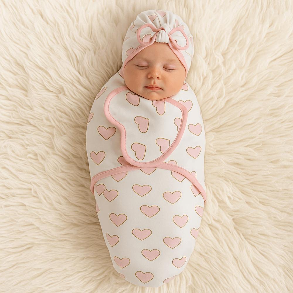 Soft Fabric Blanket Hat Set Bowknot Infant Swaddle Blanket Newborn Photography Blanket  Infant Care