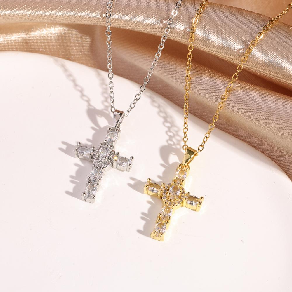 Vintage Cross Necklace For Women Titanium Steel Simple Elegant Fashion Pendant
