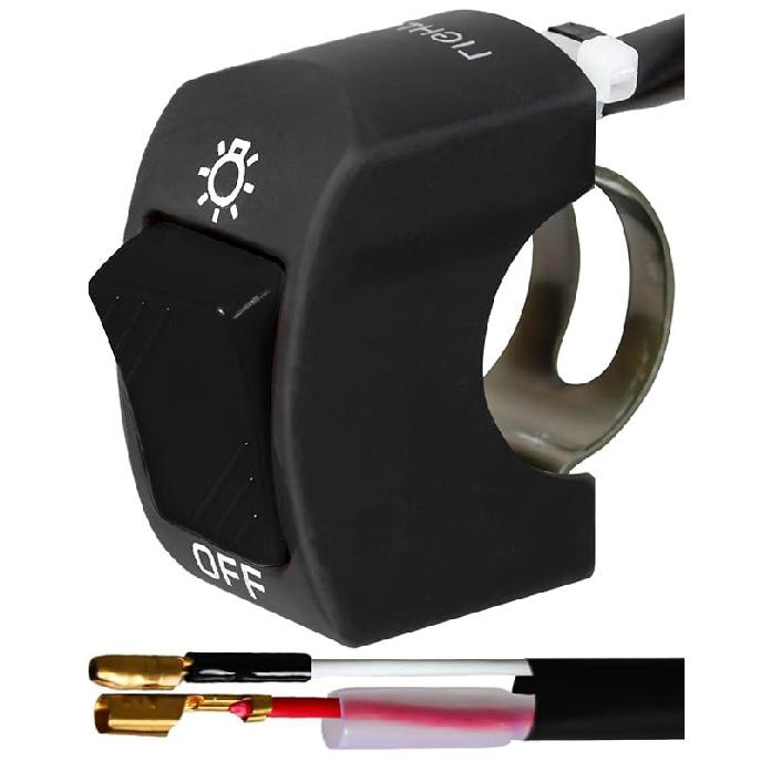 Belinous 7/8  Handlebar Switch for Motorcycle, ATV, etc, Waterproof Motorcycle Toggle Switch for Lights, Easy-to-Mount On-Off Switch (Red Push 1 Piece