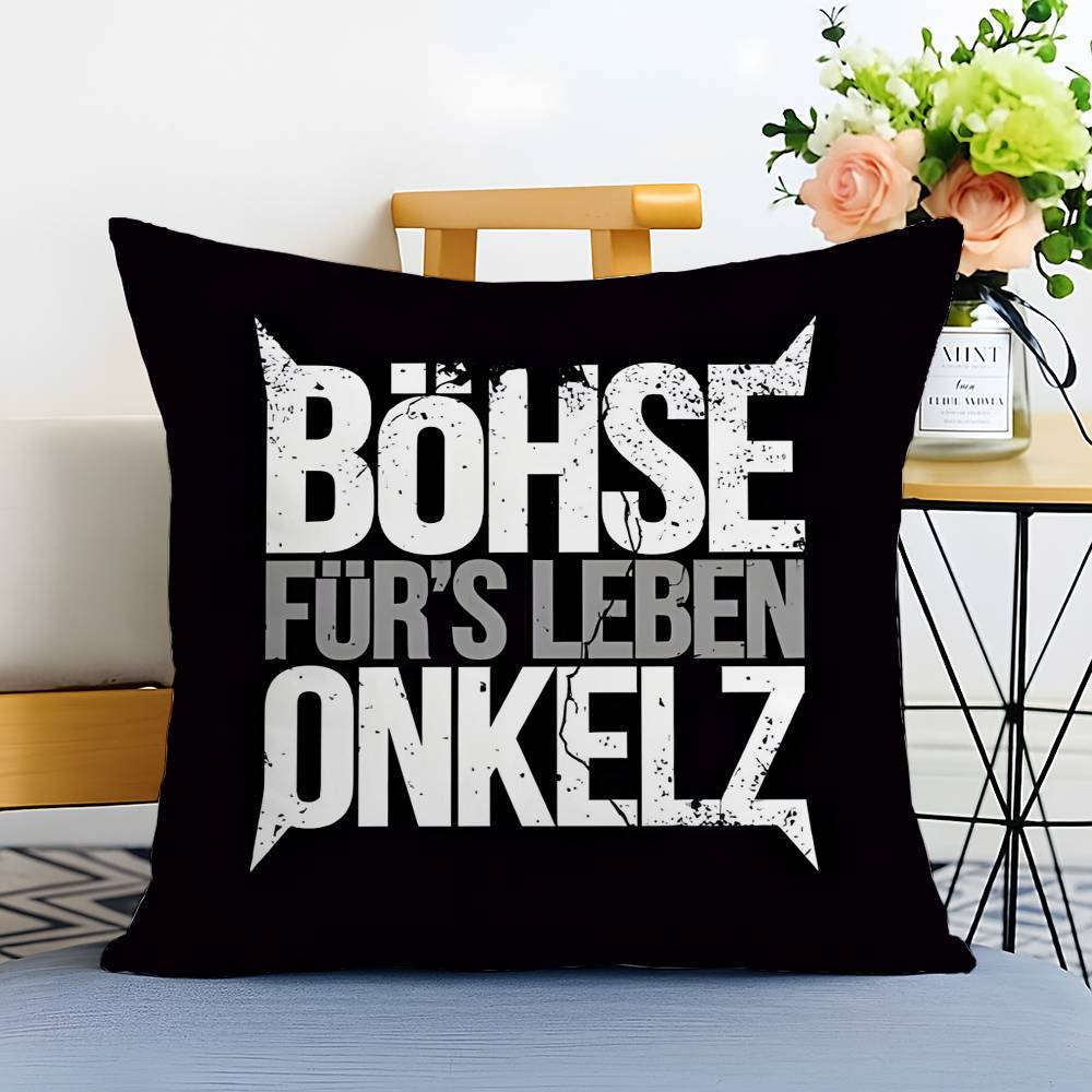 Musik B-Böhse Onkelz-MT Band Kissenbezug Bedruckt Gebürstetes Fleece Kissen Babyhaut-Touch Umweltfreundliches Sublimationsverfahren 12x12Inch gray