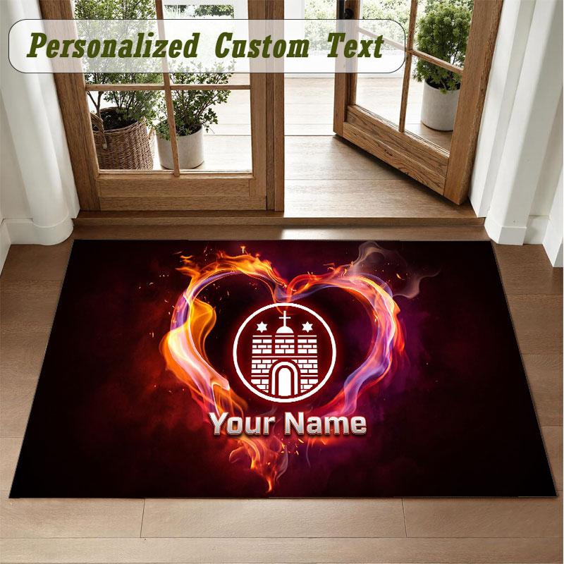 Crystal Velvet Square Rug Custom NameFC St. Pauli Pattern Non Slip Home Floor Decor Rug