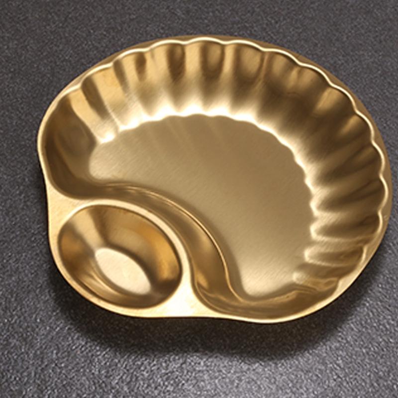 

Поднос из нержавеющей стали для закусок с раздельными тарелками для соуса, тарелками для специй, миска для пельменей в форме ракушки, поднос для сервировки, тарелка для соуса для макания