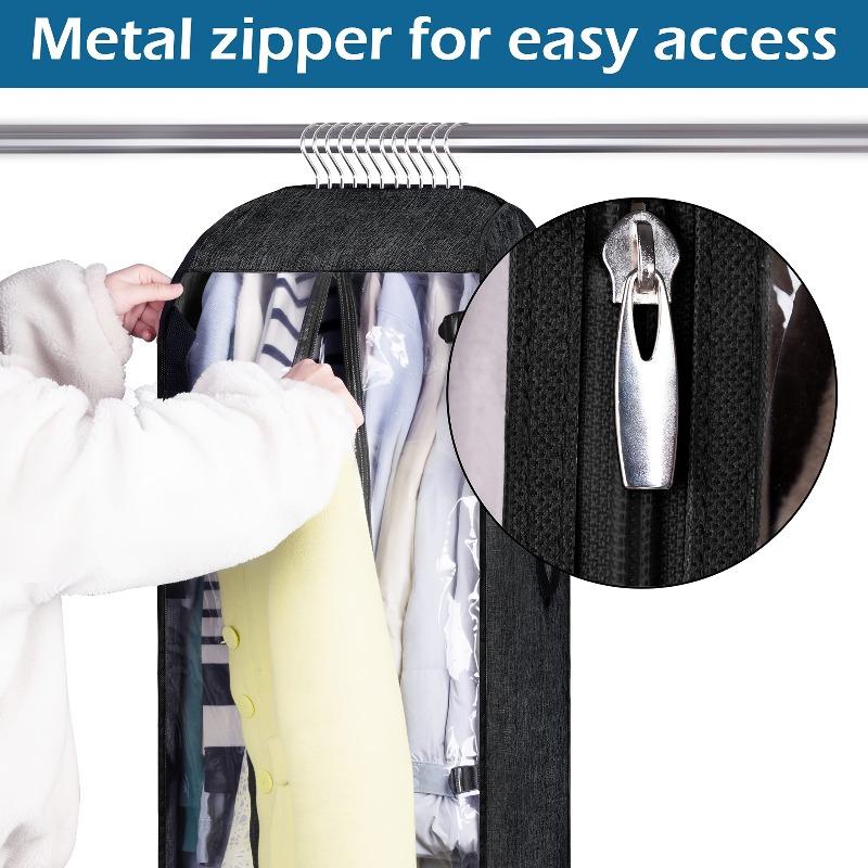 Heavy-Duty Oxford Hanging Garment Bag with Clear Window & Secure Buckle Straps - Half-Foldable Travel, Moving Closet Storage Bag