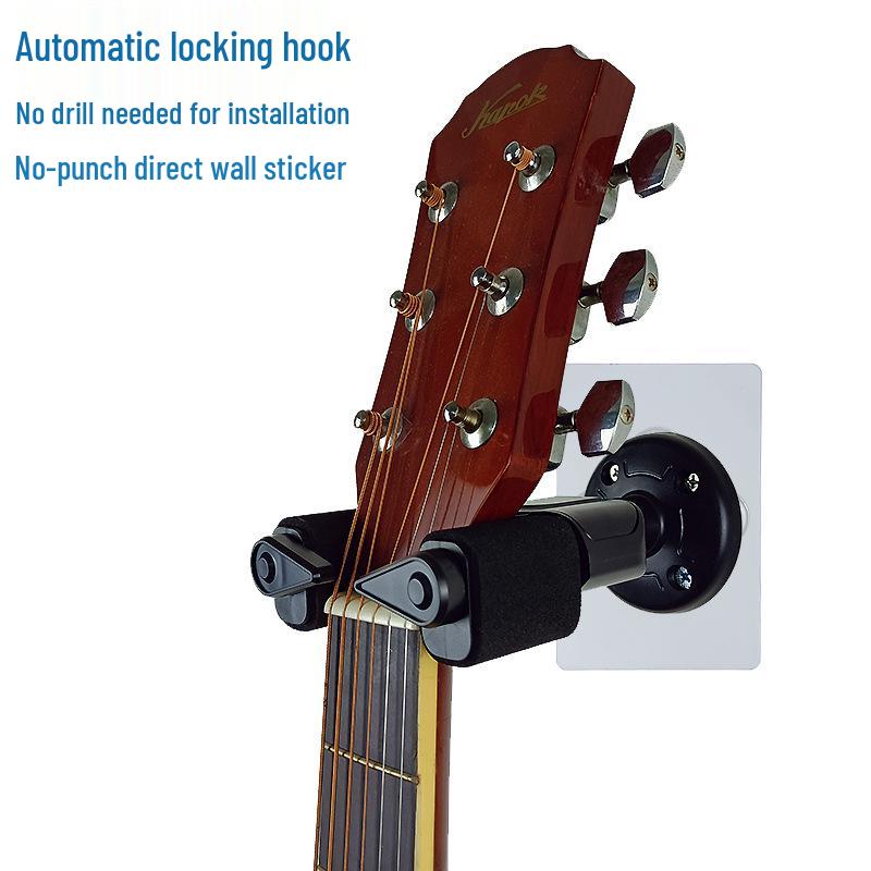 Gravity Self-Locking Nail-Free Guitar & Bass Wall Hanger Gravity Auto-Lock Hook