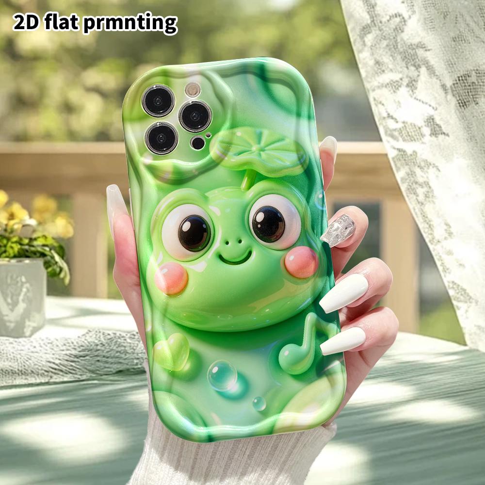 Phone Case: 2D Flat Design Suitable for iPhone 18 17 16 15 14 13 Pro Protective Case, Lotus Leaf Little Frog, Perfect Christmas and Halloween Holiday