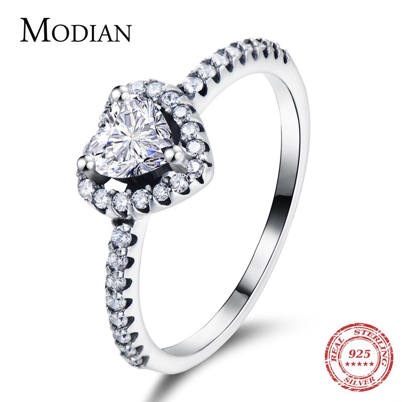 

Exquisite 925 Sterling Silver Vintage Hearts AAA Clear CZ Finger Rings for Women Luxury Wedding Statement Jewelry Bijoux 5