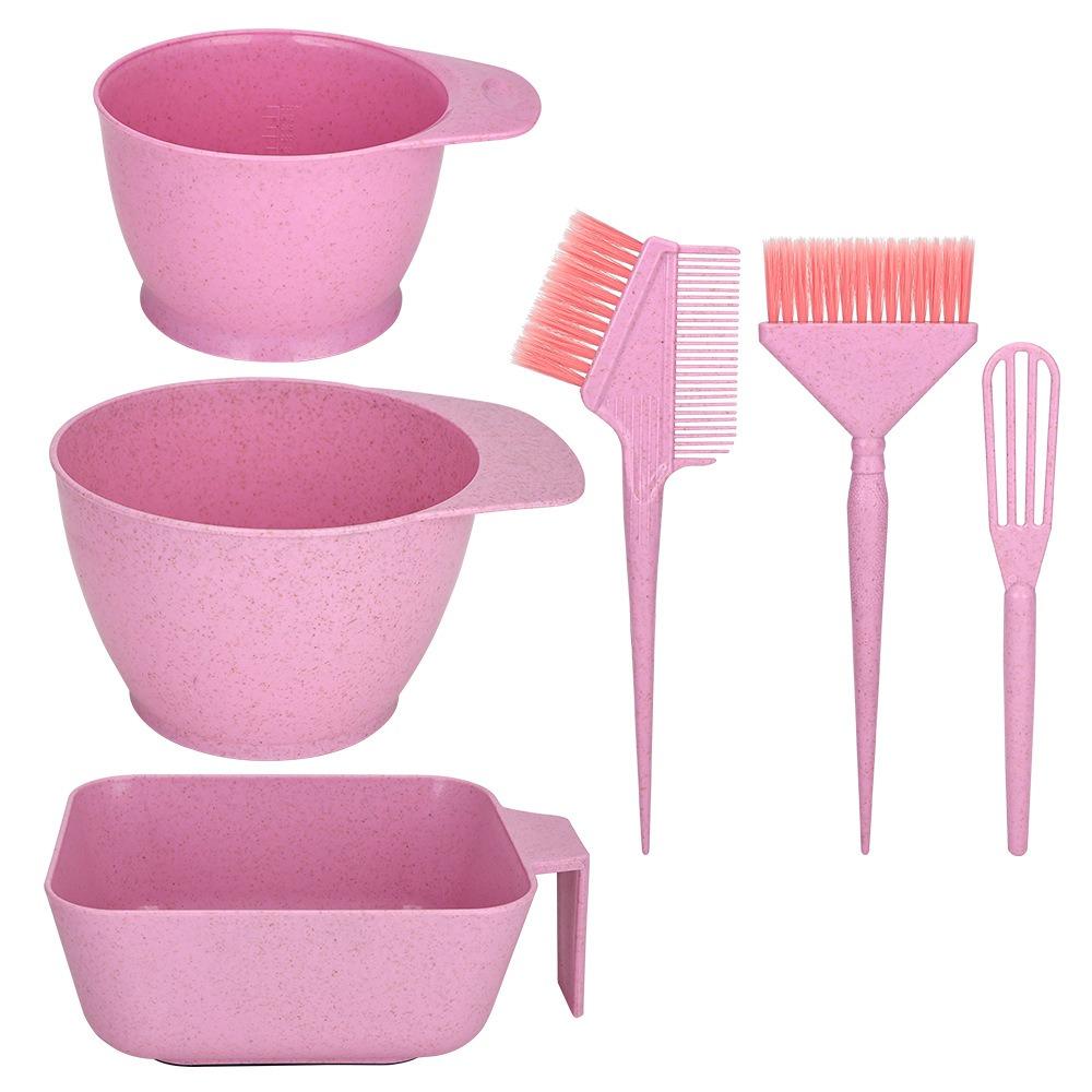 6Pcs 4 Colors Hair Dye Tools Set Hairdressing Mixing Bowl Brush Set  for Stylist