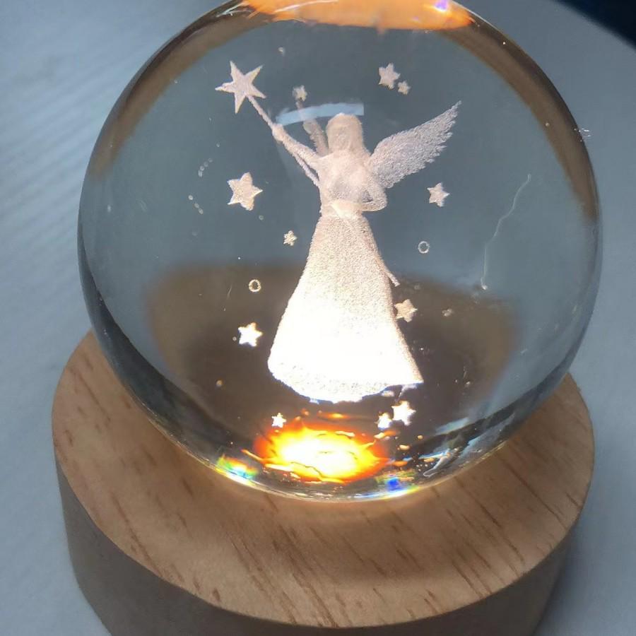 3D Carved Rose Crystal Ball Night Light - Luminous Glass Gift, Valentine's Day Ornaments