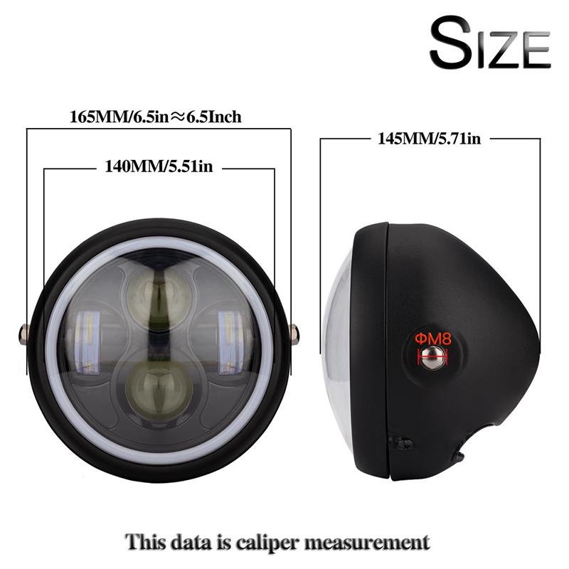 6.5" Motorcycle Headlight Round LED Headlamp Projector W/Bracket for Cruisers Chopper Cafe Racer Bobber Head Light Faros De Moto