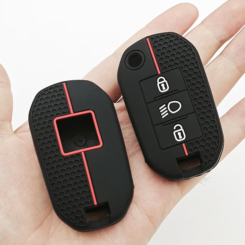1PC Luxury Silicone Remote Car Key Case Cover Bag 3 Buttons For For Peugeot 508 301 2008 3008 408 For Citroen C4 CACTUS C5 C3 C4