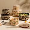 French Fresh-keeping Bowl with Lid Sealed Ceramic Bowl Microwave Oven Heating Bento Box Exquisite Home Noodle Bowl Friend Gift