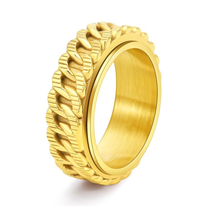 2026 Ring Men's Trendy Creative New Product Ring Cuban Chain Premium Sense Rotation Rotating Index Finger Ring