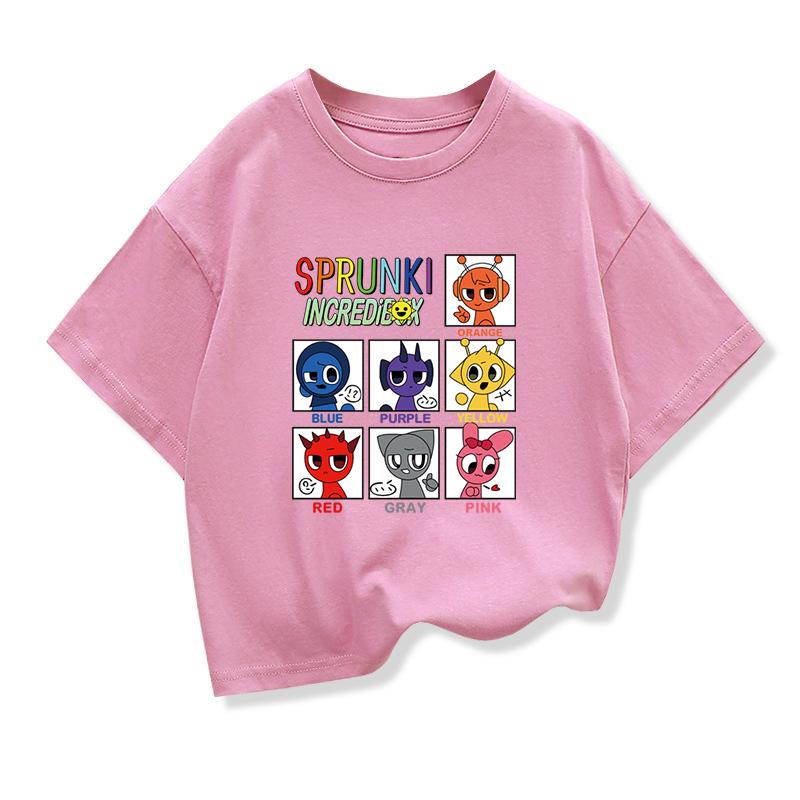 Summer Kids Game Incredibox Tshirt Cute Sprunki Cartoon Tops Baby Girls Spring O-Neck TeeChildren Short Sleeve Shirt Clothes