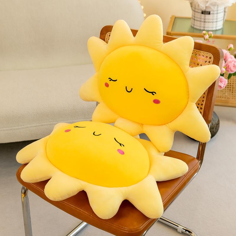 Adorable Sun Plush Toy Pillow Cute Cartoon Sofa Cushion Fluffy Plushie Home Decor For Bed Living Room Cozy Gift Supplies