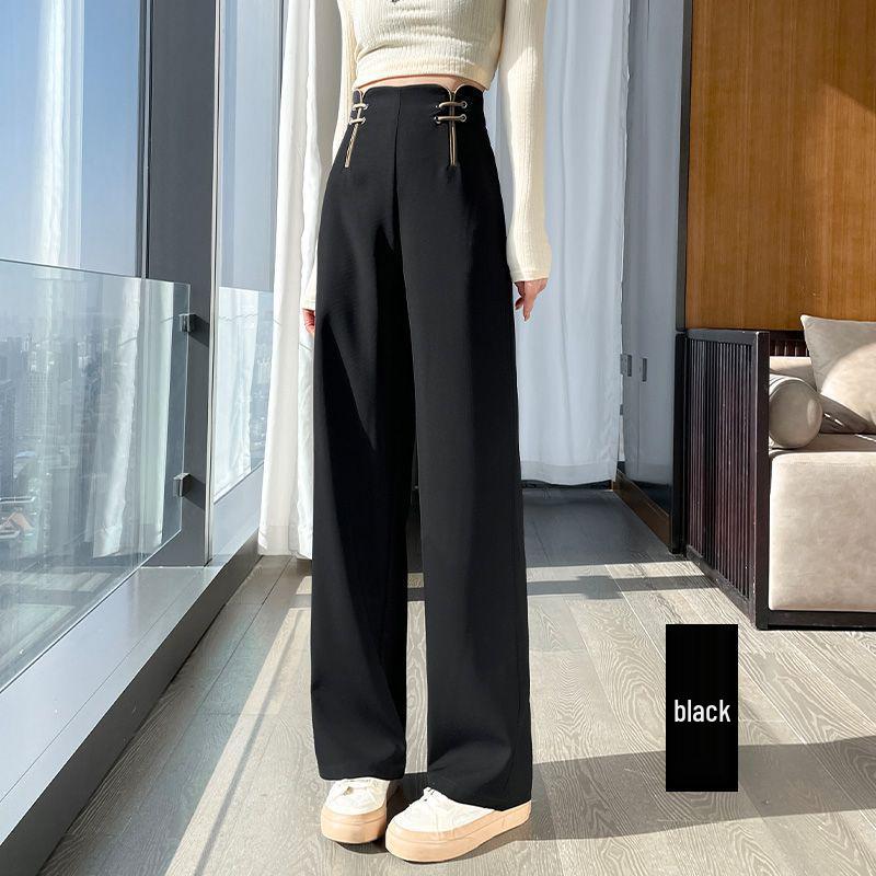 

Women s High-Waist Retro Frog Button Wide-Leg Pants - Spring/Autumn Edition S [91-98 lbs]