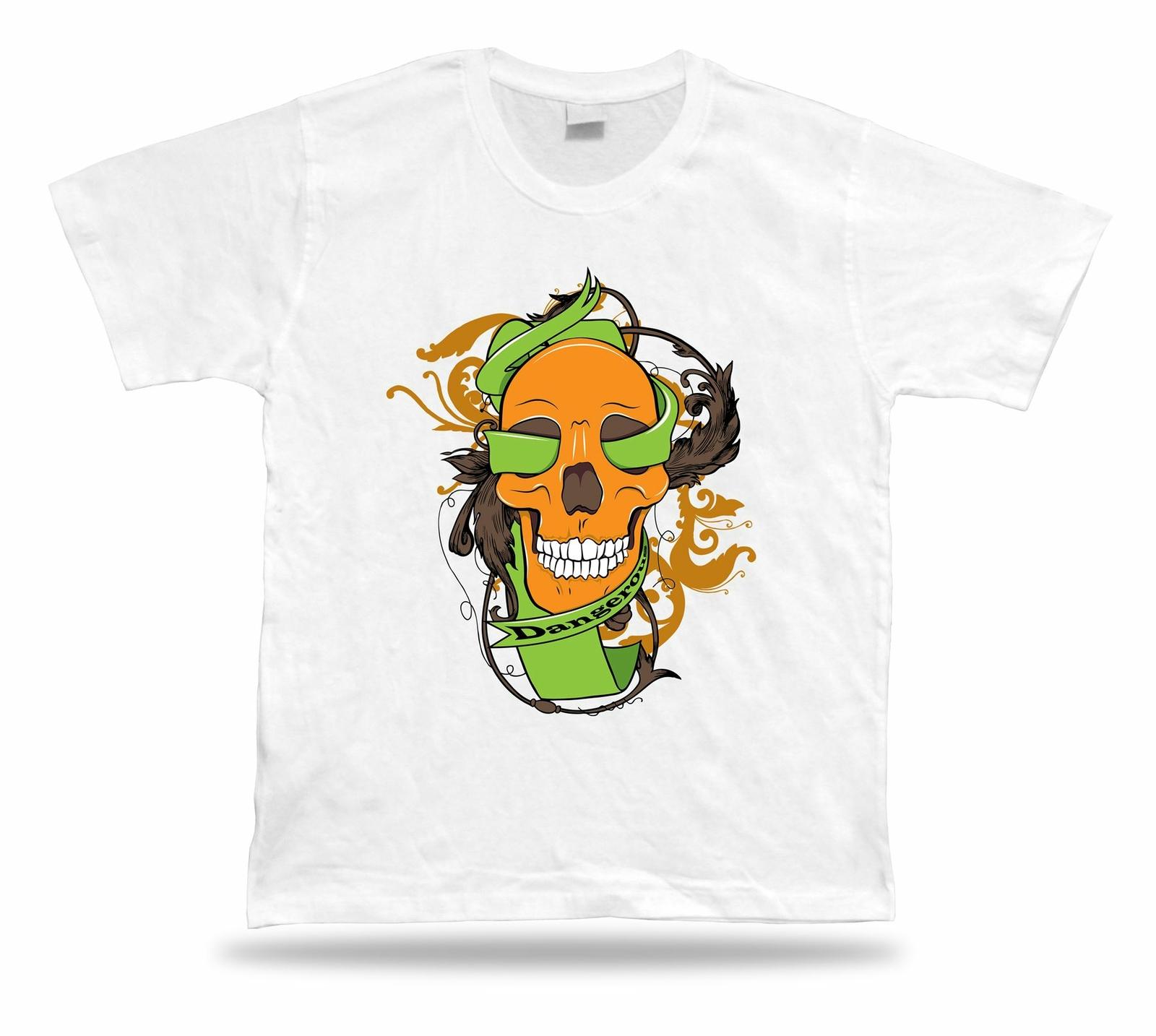Dangerous Floral Skull Skeleton cool modern t shirt tee design present apparel S разноцветный