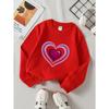 European Sizes Girls Layered Heart Design Crewneck Sweatshirt | New Year Western Style, Soft Long Sleeved T-Shirt, Casual for Little Girls.