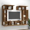 6 Pc TV Cabinet Set Smoked Oak Effect Particleboard