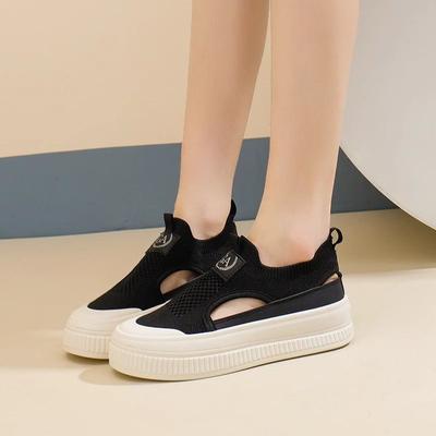 Canvas Shoes Women's Summer Hollow Fisherman Shoes One Pedal Lazy Pregnant Women Versatile Black Big Head Board Shoes Sports Trend