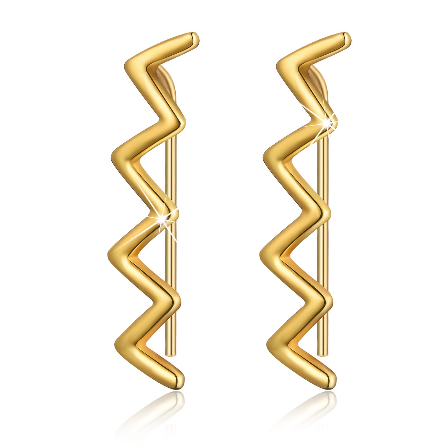 

Простые 18-каратные позолоченные серьги-гвоздики с зигзагом в подарок для женщин, ювелирные изделия