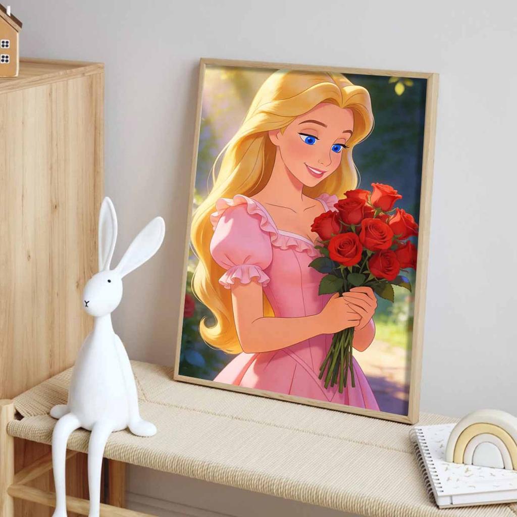 Disney Princess Rapunzel With Red Roses Diamond Painting Art Kit Handmade DIY Home Decor Gifts